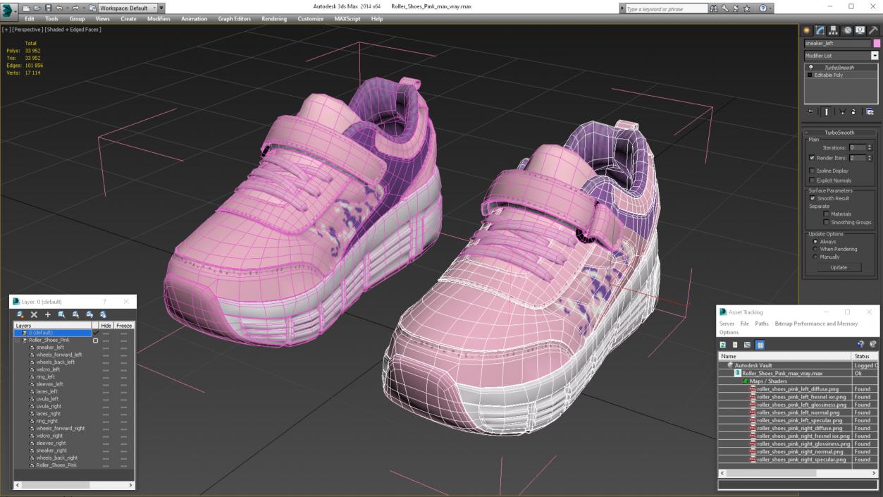 Roller Shoes Pink 3D