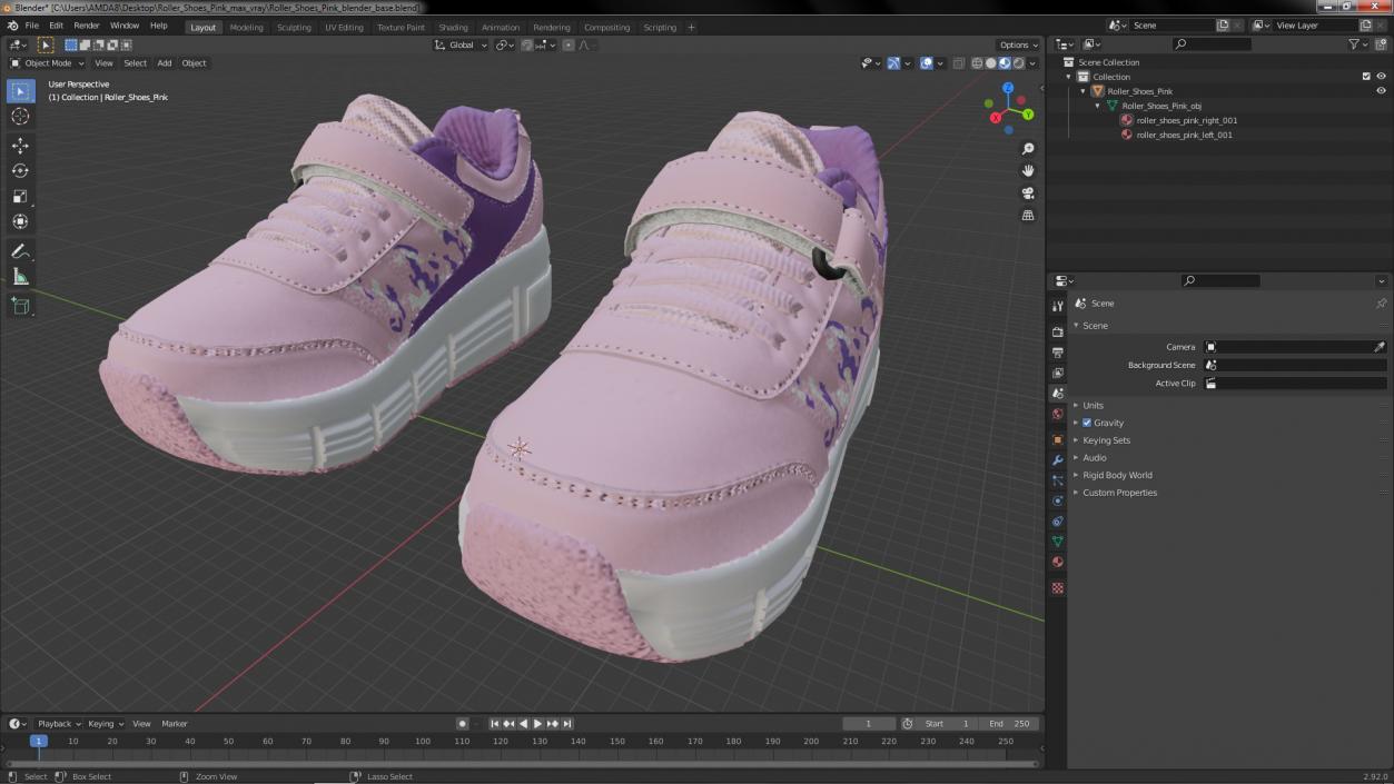 Roller Shoes Pink 3D