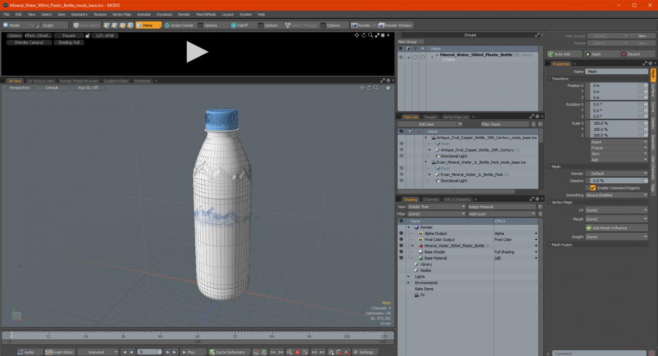 Mineral Water 500ml Plastic Bottle 3D model