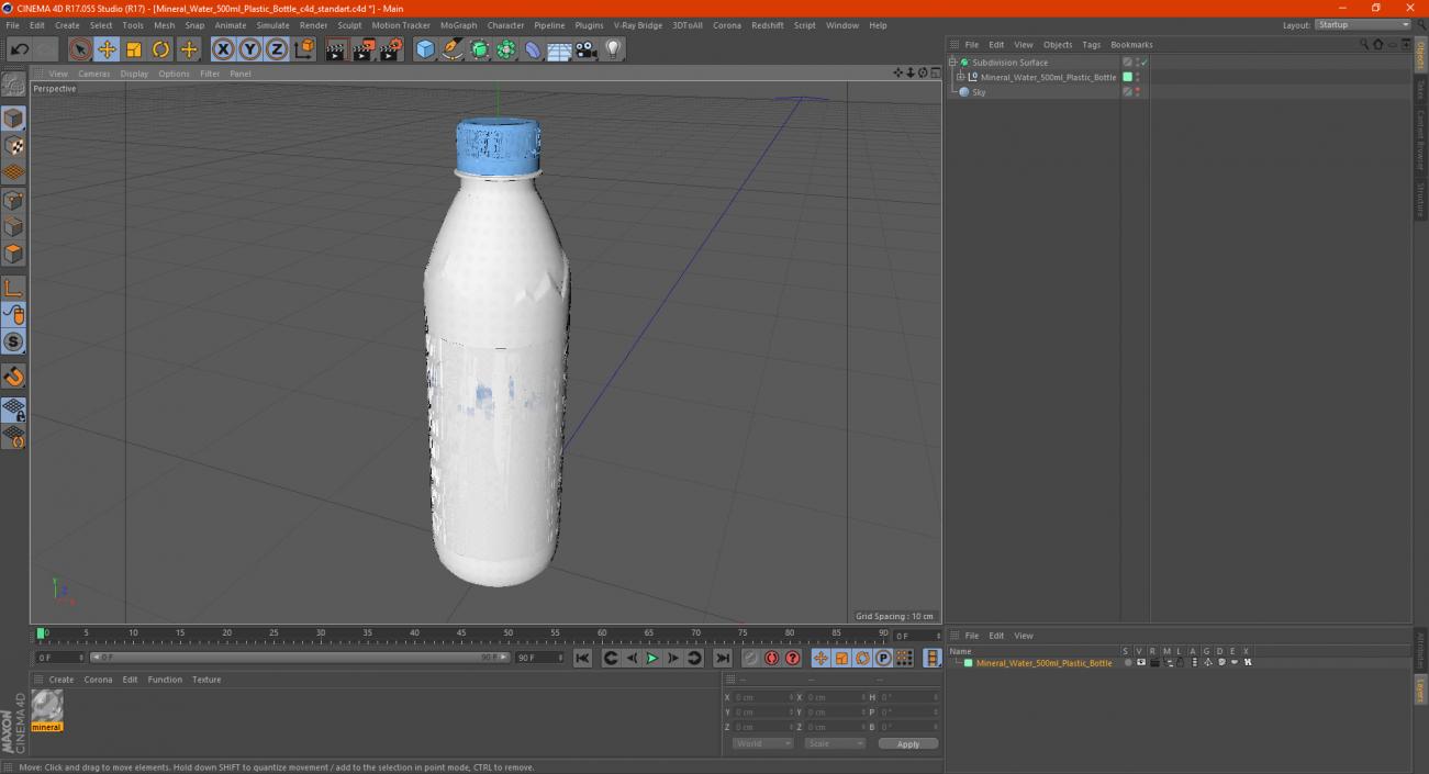 Mineral Water 500ml Plastic Bottle 3D model