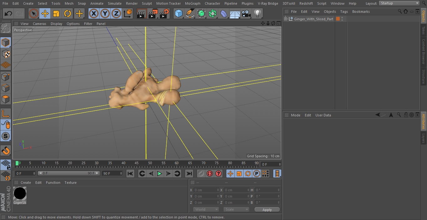 3D Ginger With Sliced Part model