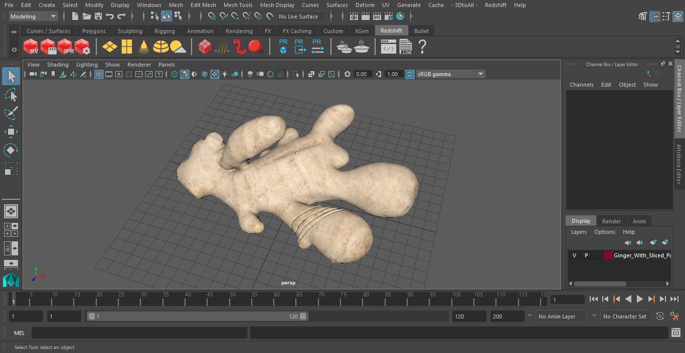 3D Ginger With Sliced Part model