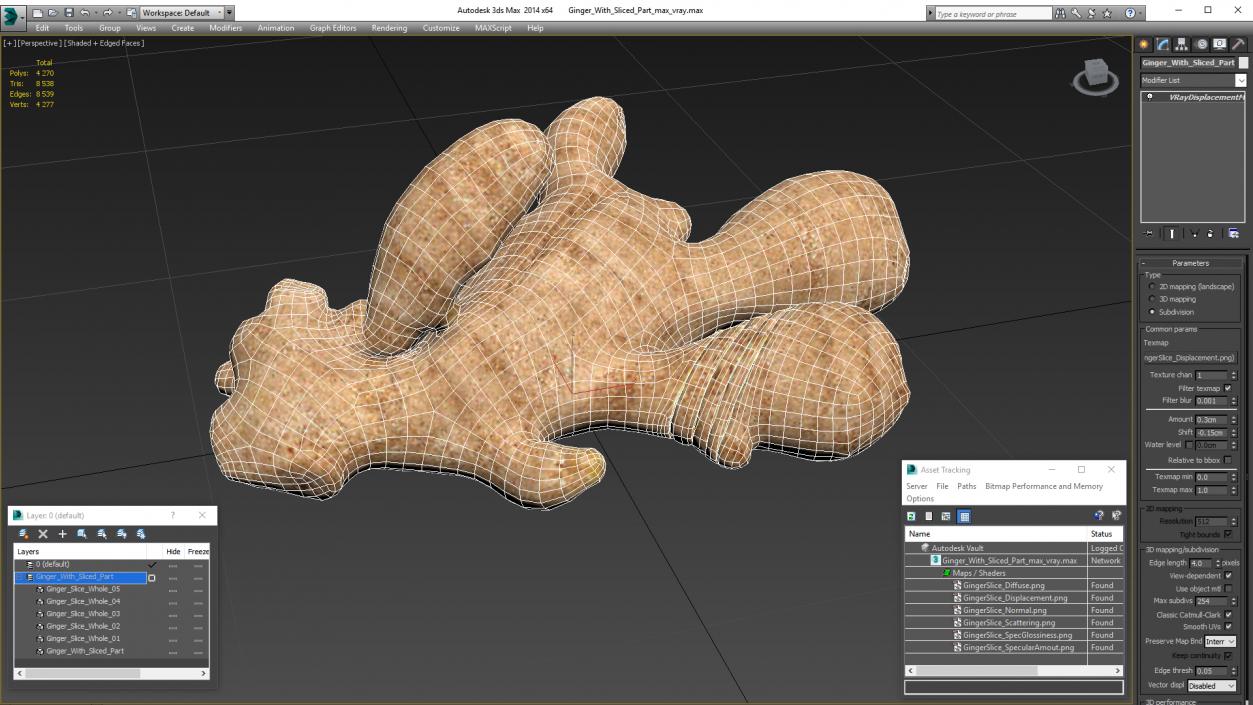 3D Ginger With Sliced Part model