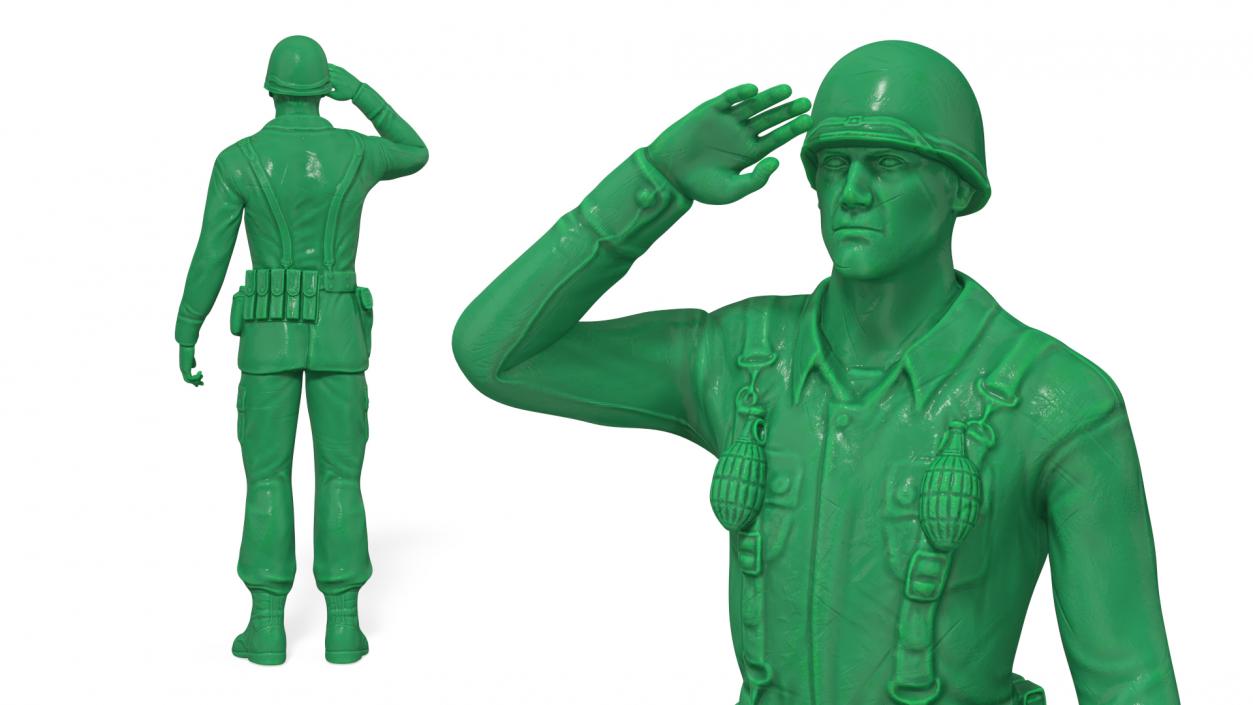 3D model Green Toy Soldier Salutes