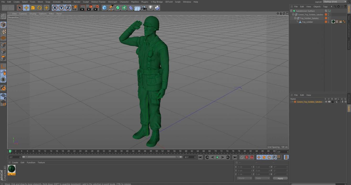 3D model Green Toy Soldier Salutes