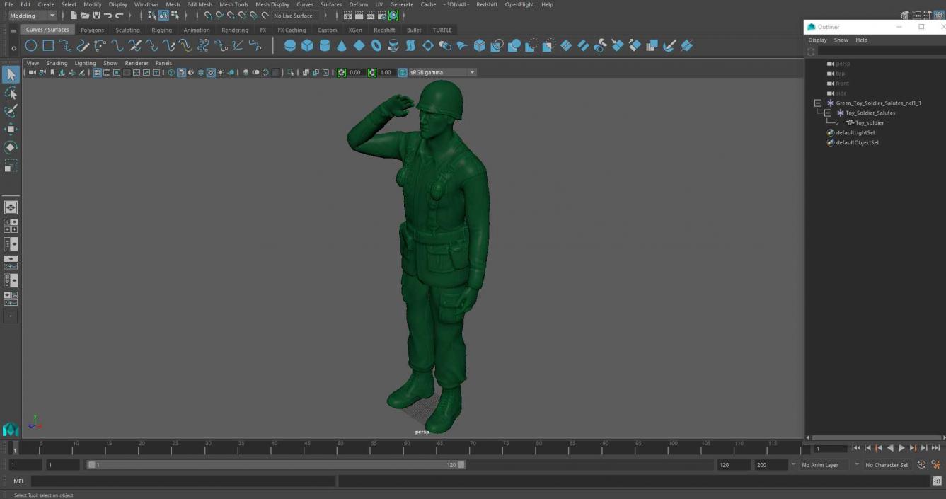 3D model Green Toy Soldier Salutes