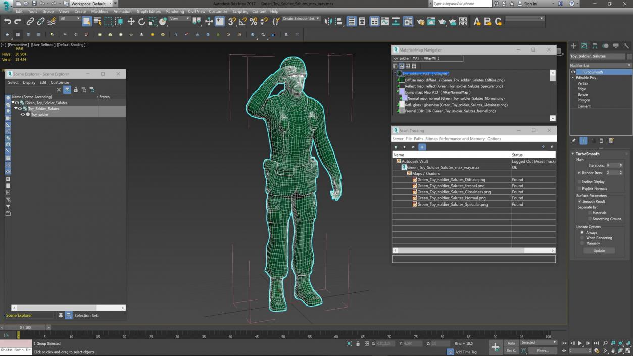 3D model Green Toy Soldier Salutes