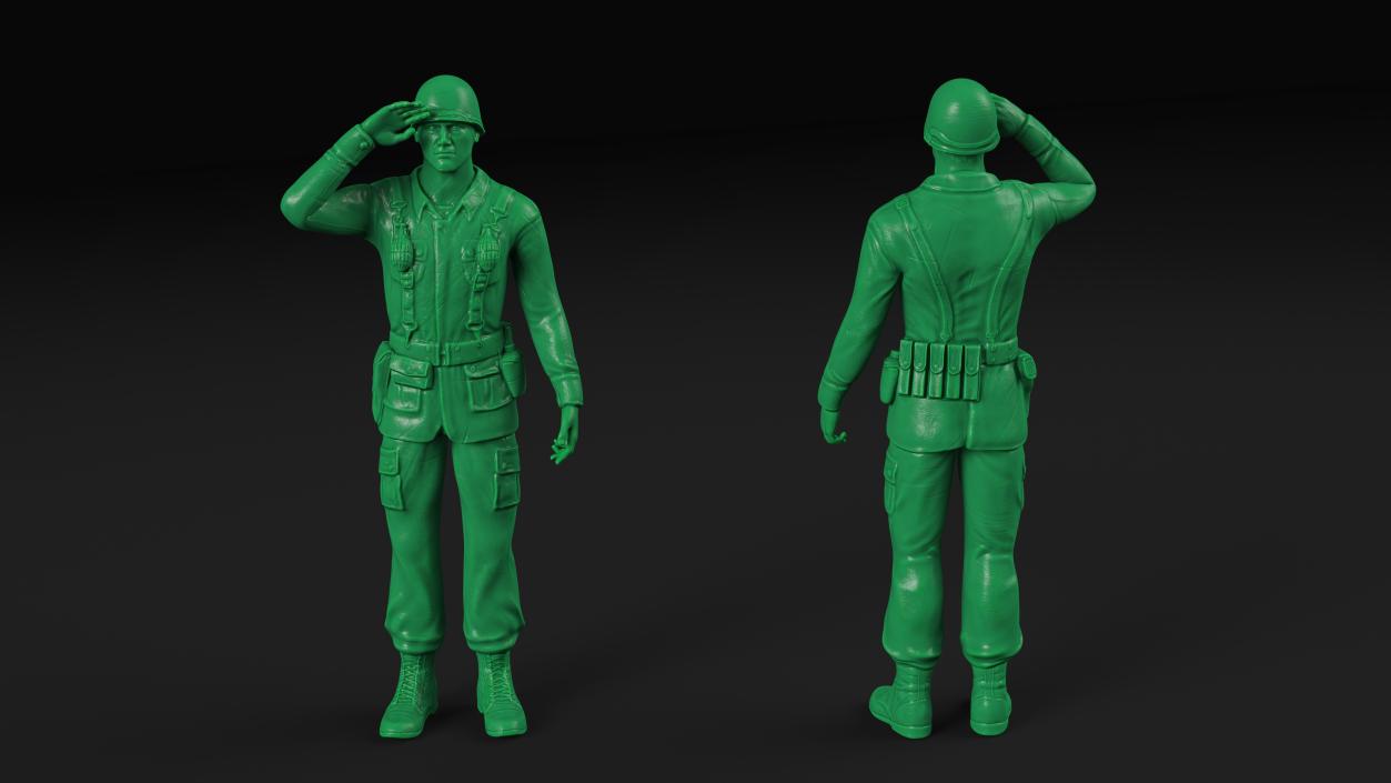 3D model Green Toy Soldier Salutes