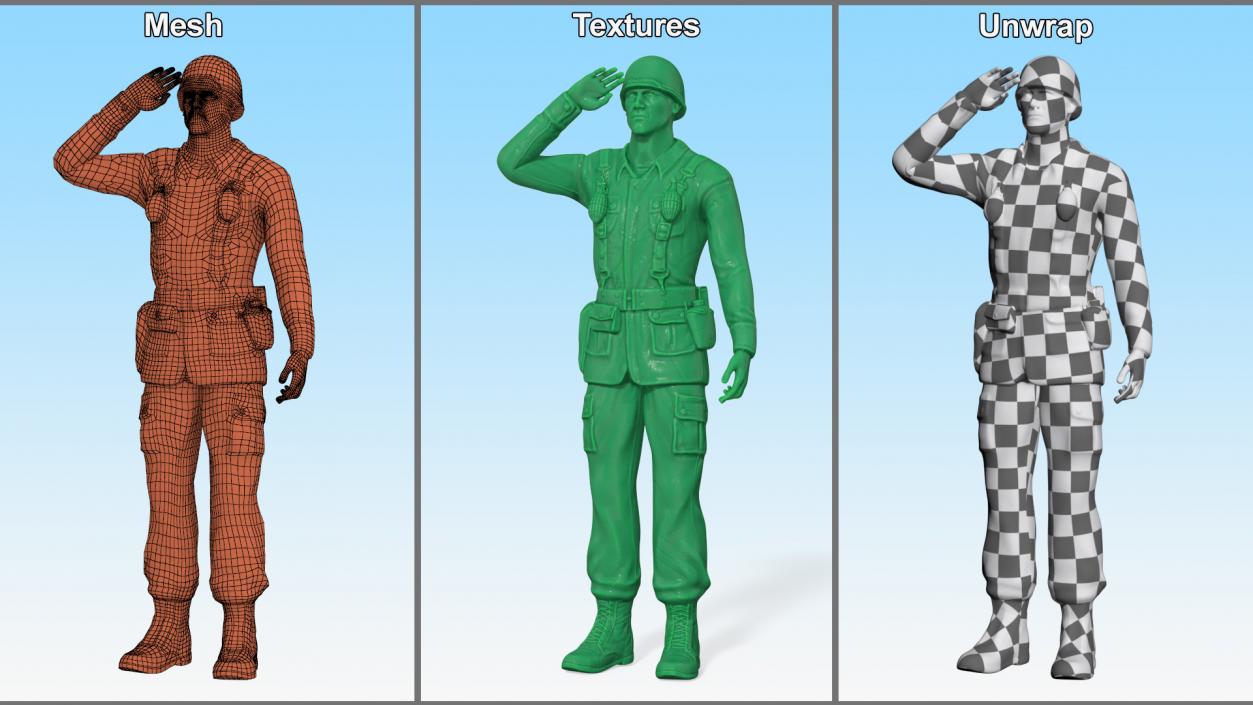 3D model Green Toy Soldier Salutes