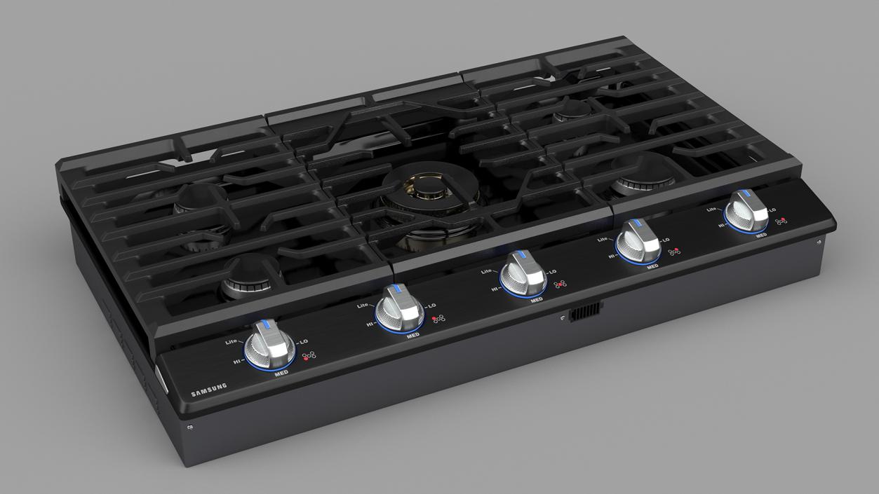 Smart Gas Cooktop Samsung 30 Inch Black 3D model