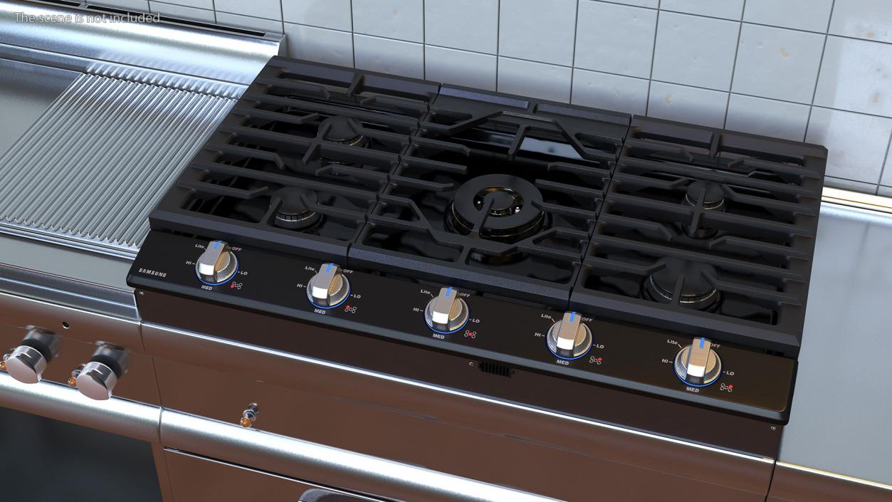 Smart Gas Cooktop Samsung 30 Inch Black 3D model