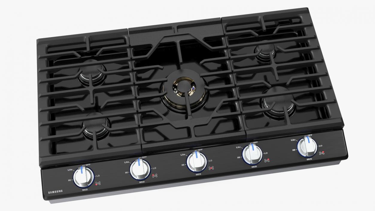 Smart Gas Cooktop Samsung 30 Inch Black 3D model