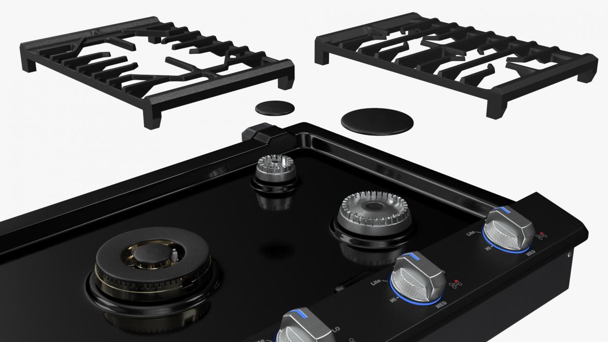 Smart Gas Cooktop Samsung 30 Inch Black 3D model