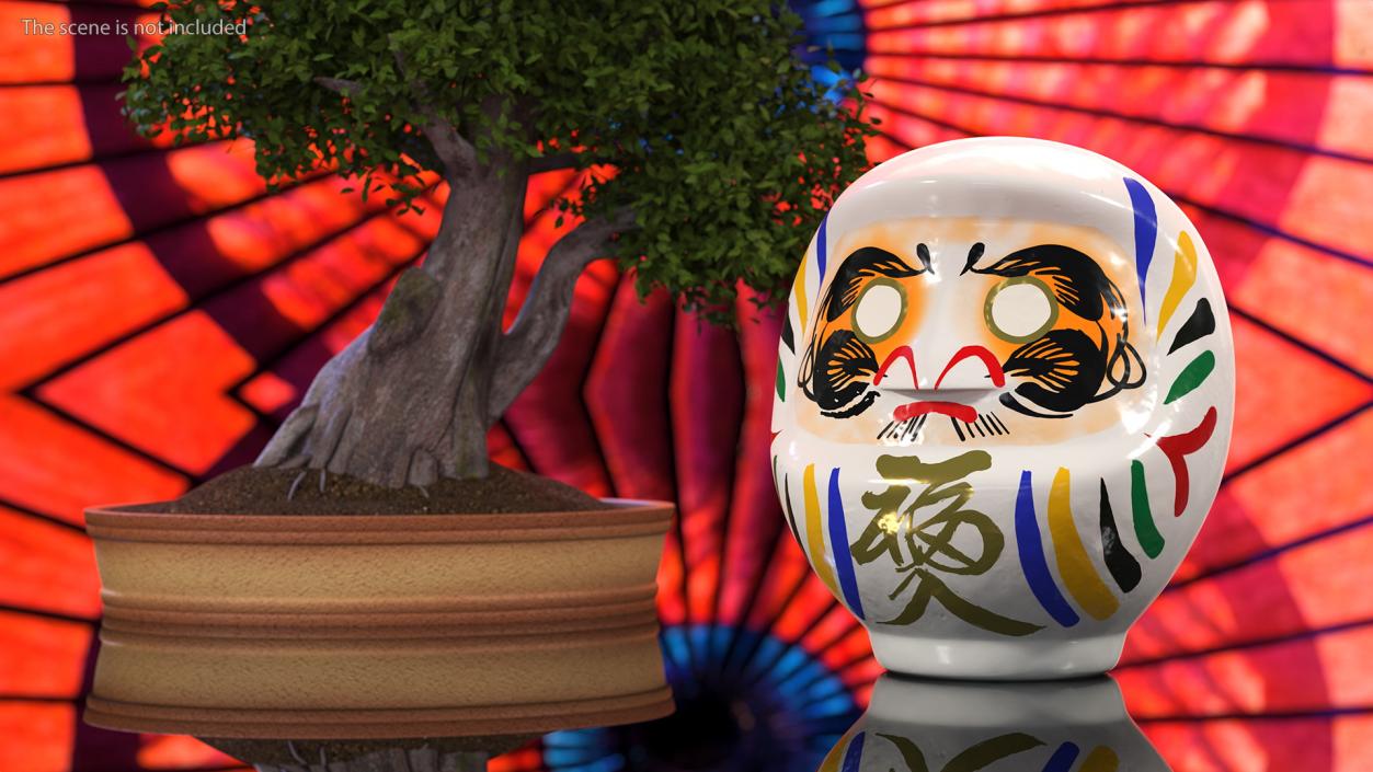 3D Japanese Daruma Doll White