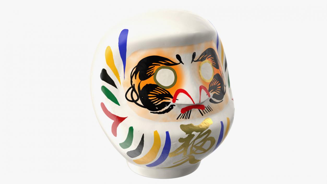 3D Japanese Daruma Doll White