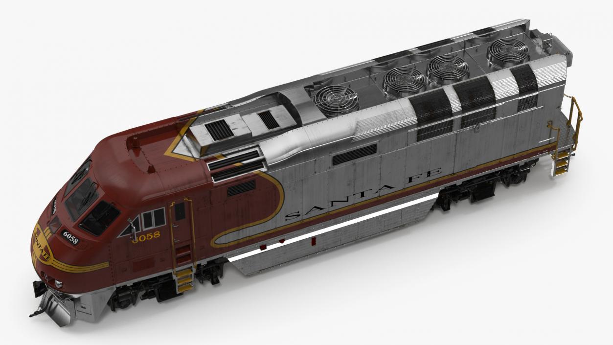 3D Santa Fe EMD F7 Diesel Locomotive model