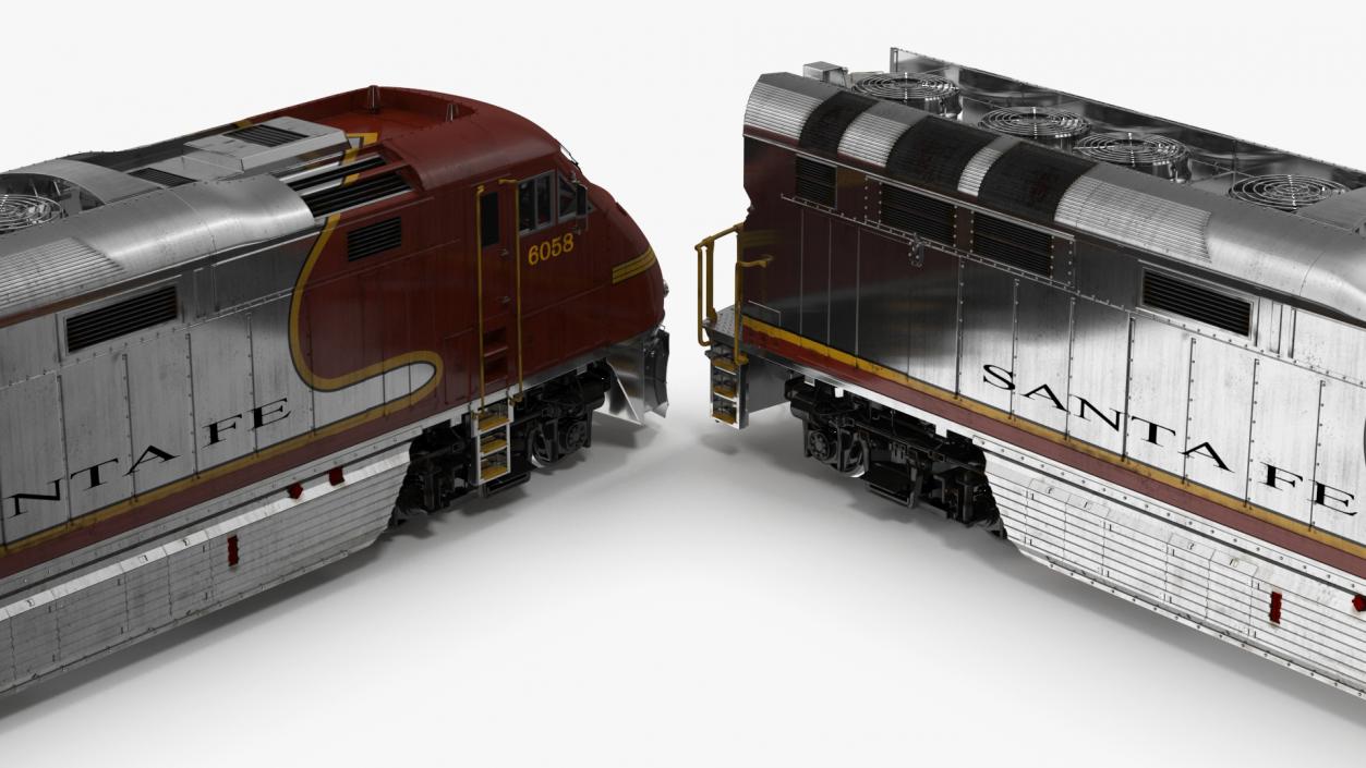 3D Santa Fe EMD F7 Diesel Locomotive model