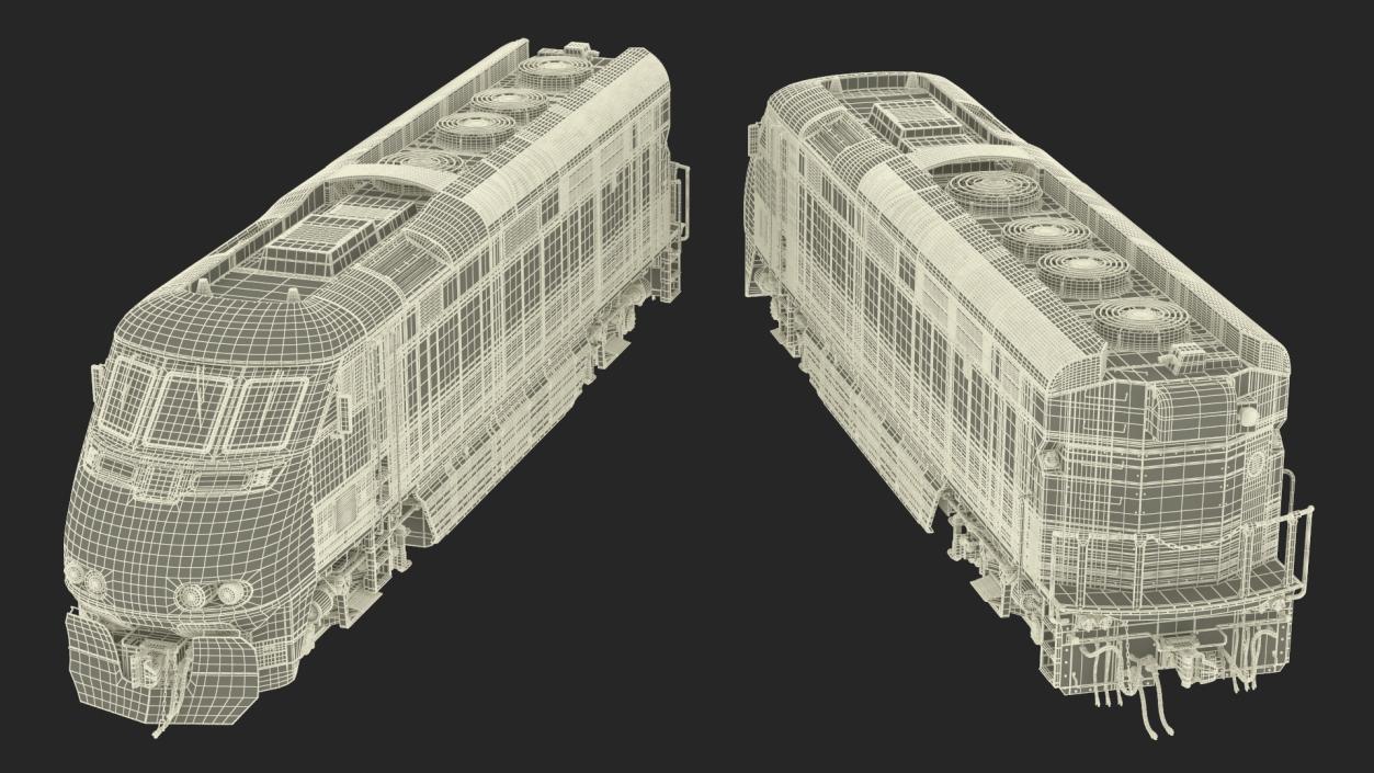 3D Santa Fe EMD F7 Diesel Locomotive model