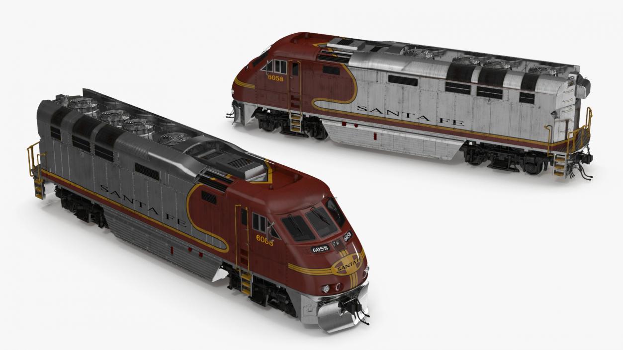 3D Santa Fe EMD F7 Diesel Locomotive model