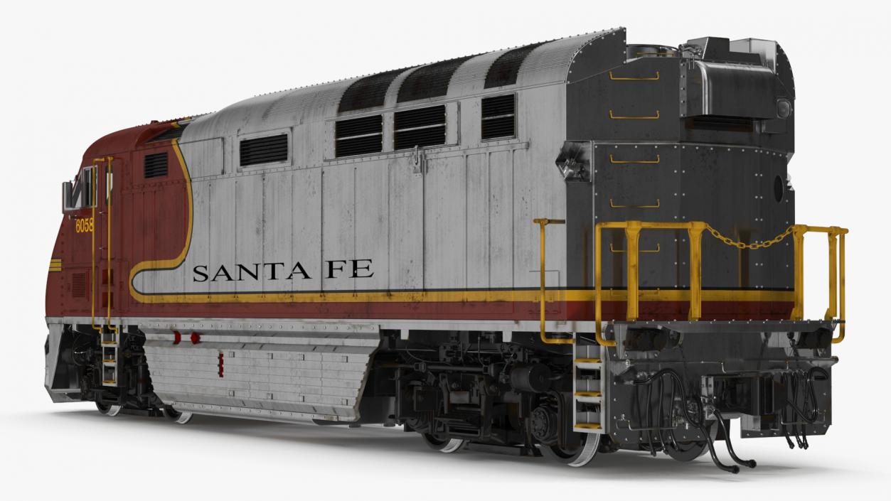 3D Santa Fe EMD F7 Diesel Locomotive model