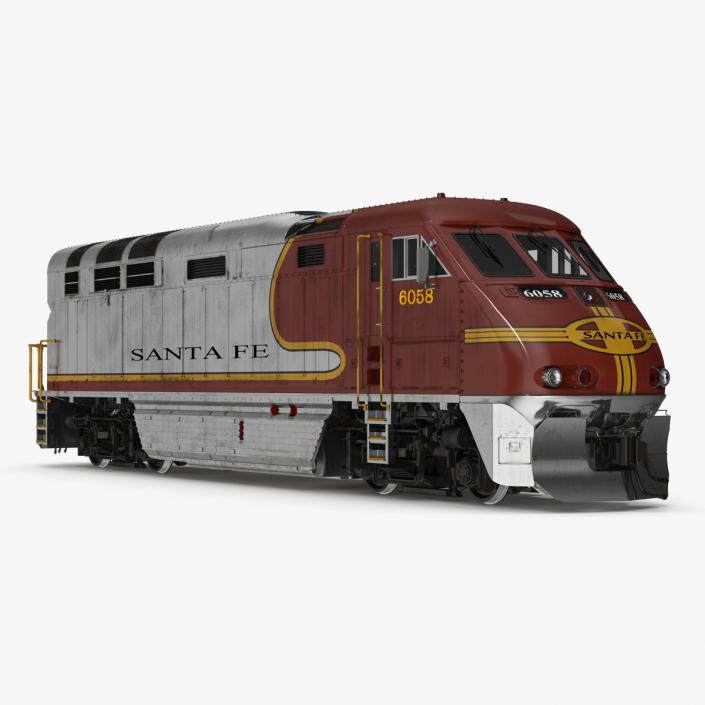 3D Santa Fe EMD F7 Diesel Locomotive model