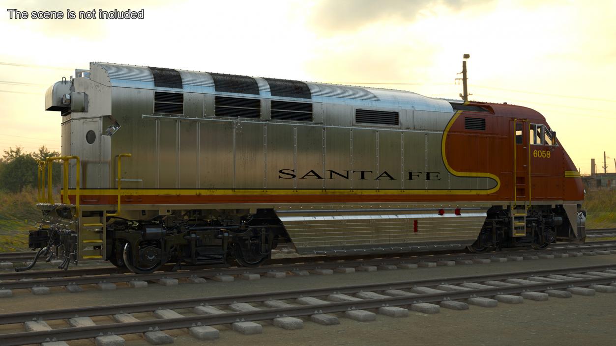 3D Santa Fe EMD F7 Diesel Locomotive model