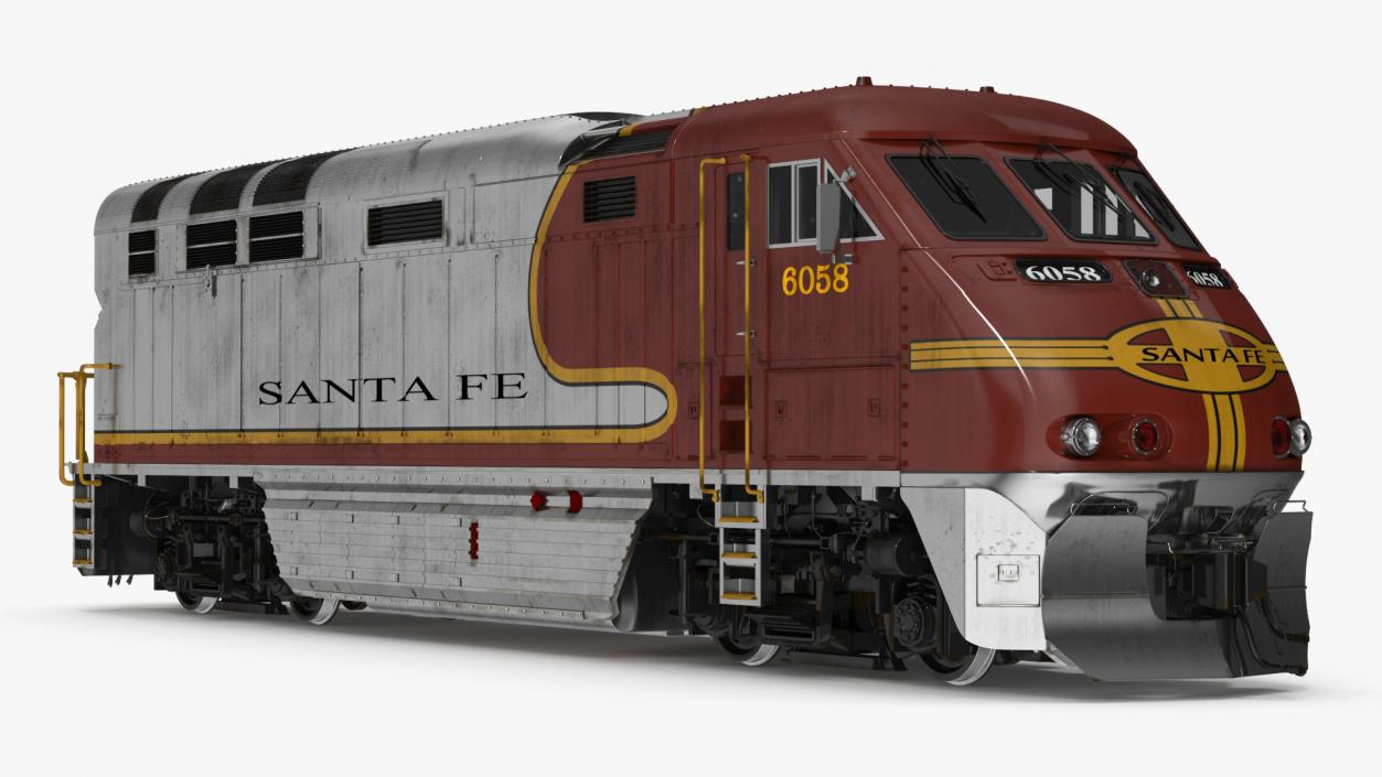 3D Santa Fe EMD F7 Diesel Locomotive model