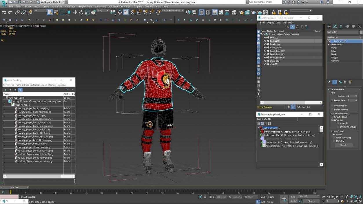 3D model Hockey Uniform Ottawa Senators