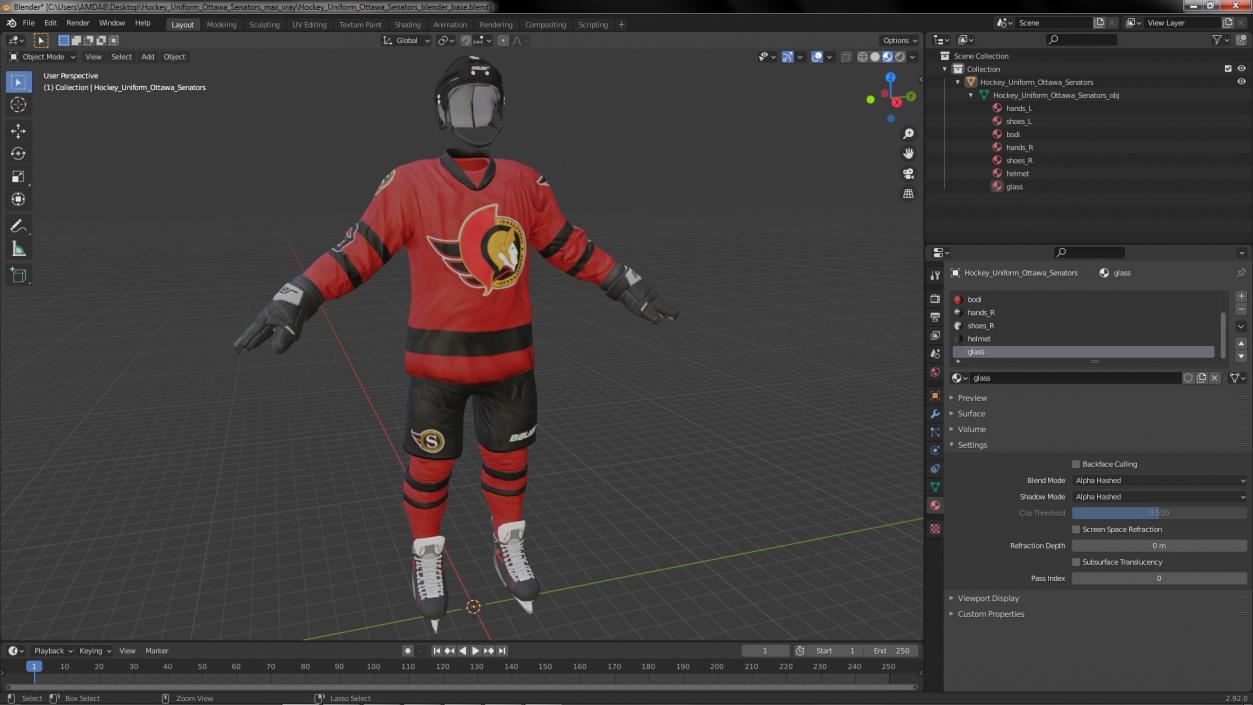 3D model Hockey Uniform Ottawa Senators