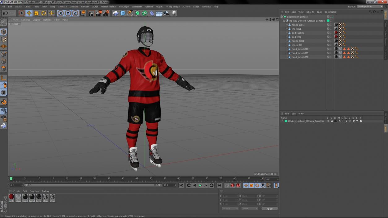 3D model Hockey Uniform Ottawa Senators