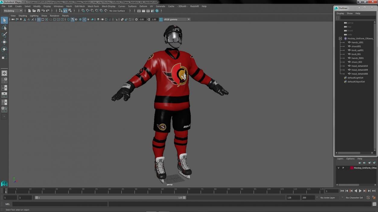 3D model Hockey Uniform Ottawa Senators