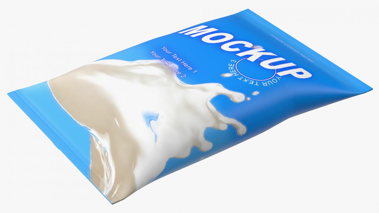 Pillow Shape Milk Packaging Mockup Blue 3D model