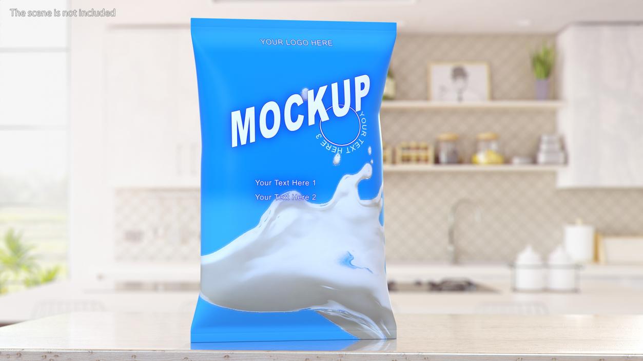 Pillow Shape Milk Packaging Mockup Blue 3D model