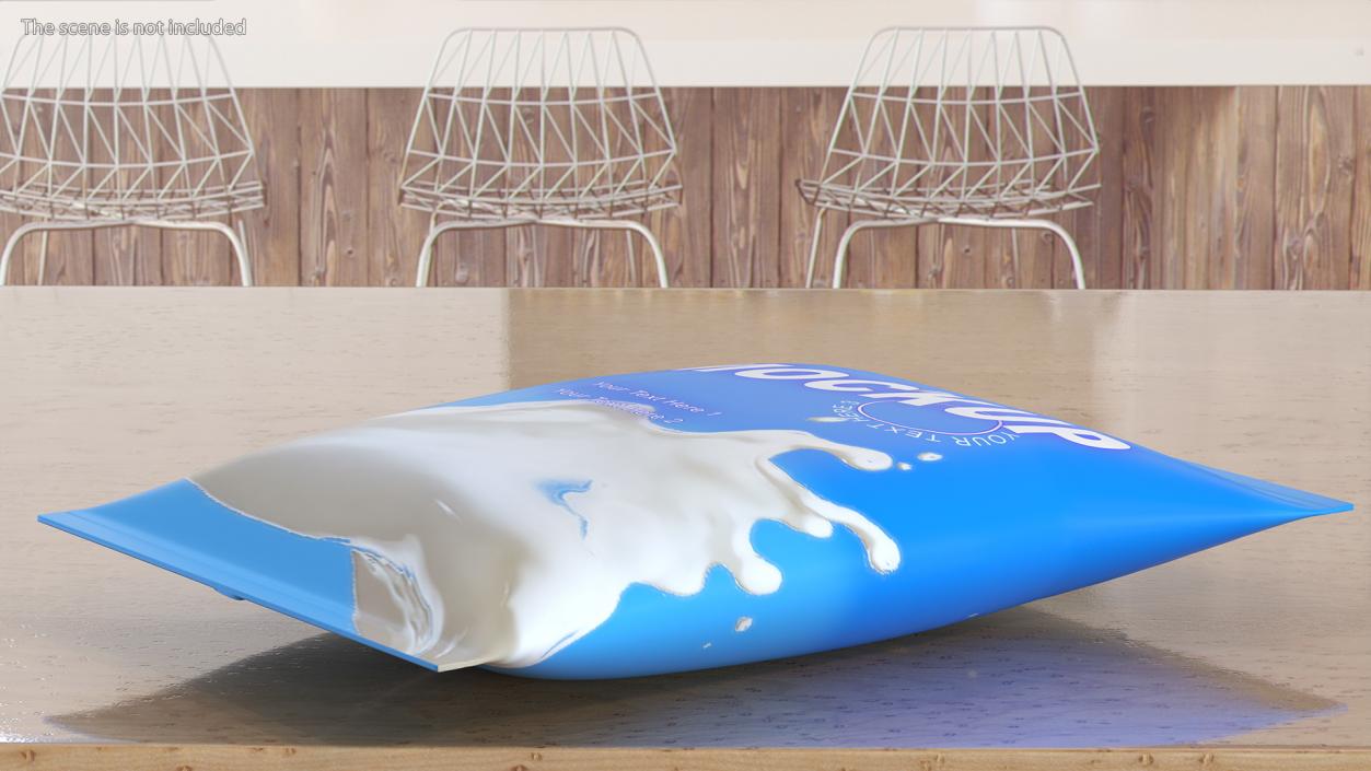 Pillow Shape Milk Packaging Mockup Blue 3D model