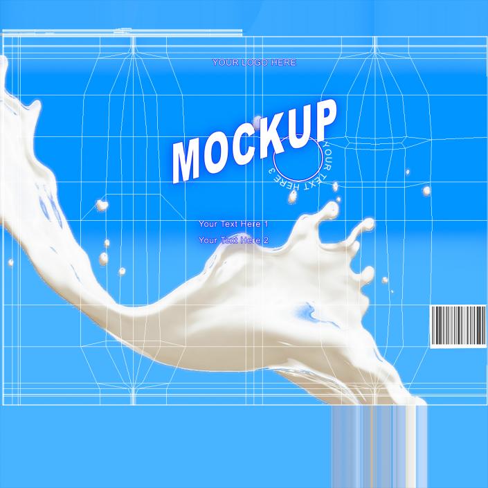 Pillow Shape Milk Packaging Mockup Blue 3D model