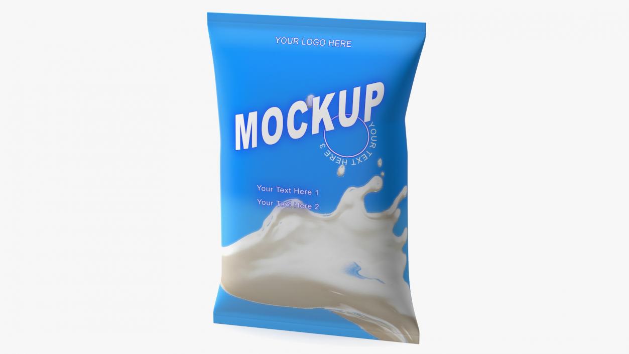 Pillow Shape Milk Packaging Mockup Blue 3D model