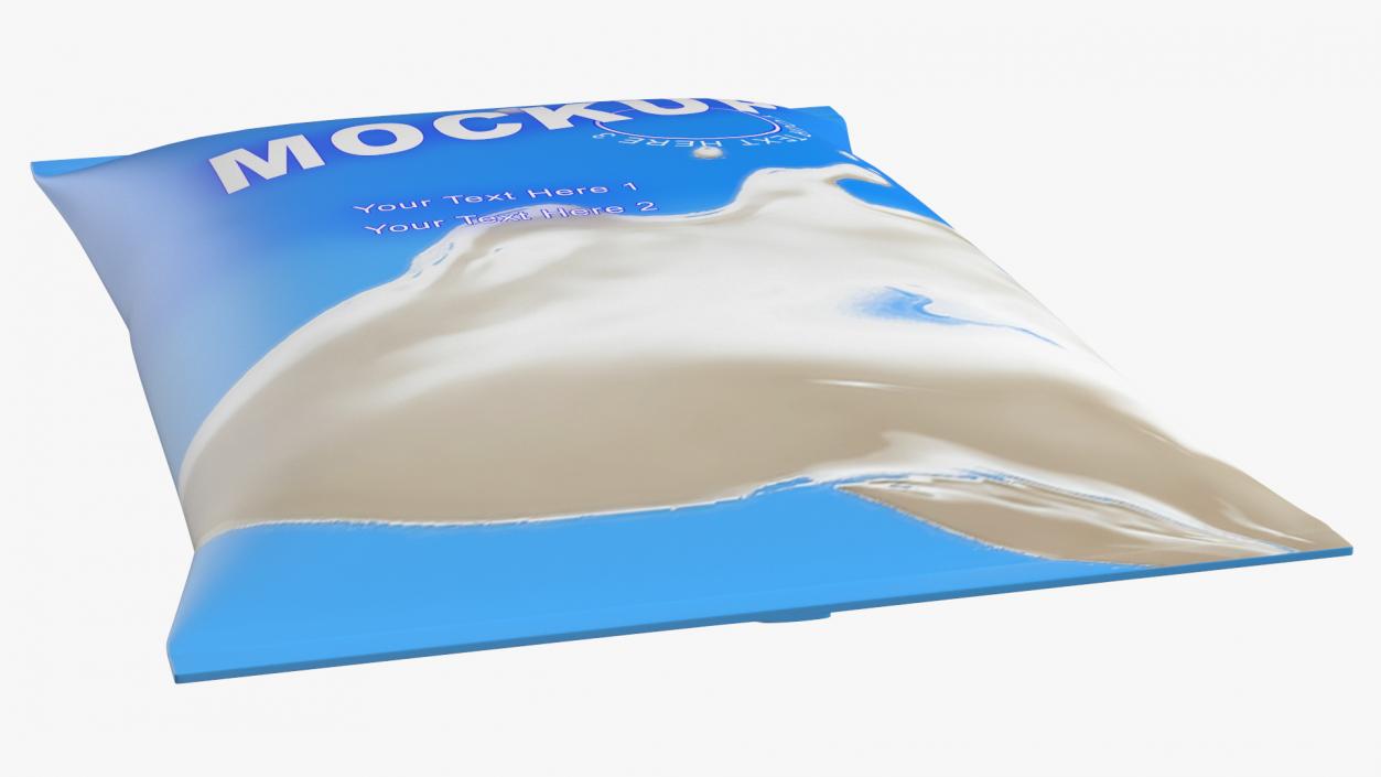 Pillow Shape Milk Packaging Mockup Blue 3D model