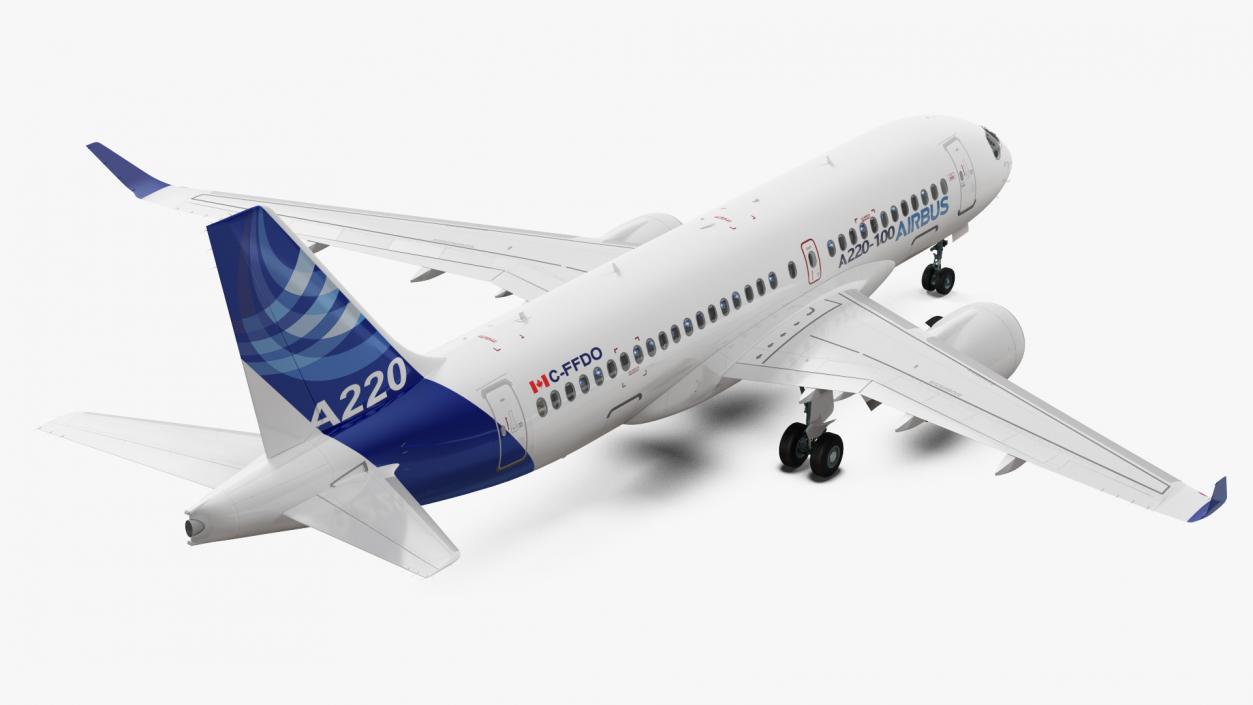 3D model Airbus A220 100 Detailed Interior Rigged