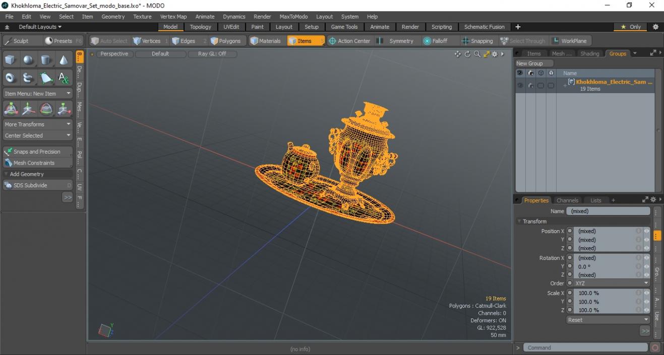 3D model Khokhloma Electric Samovar Set