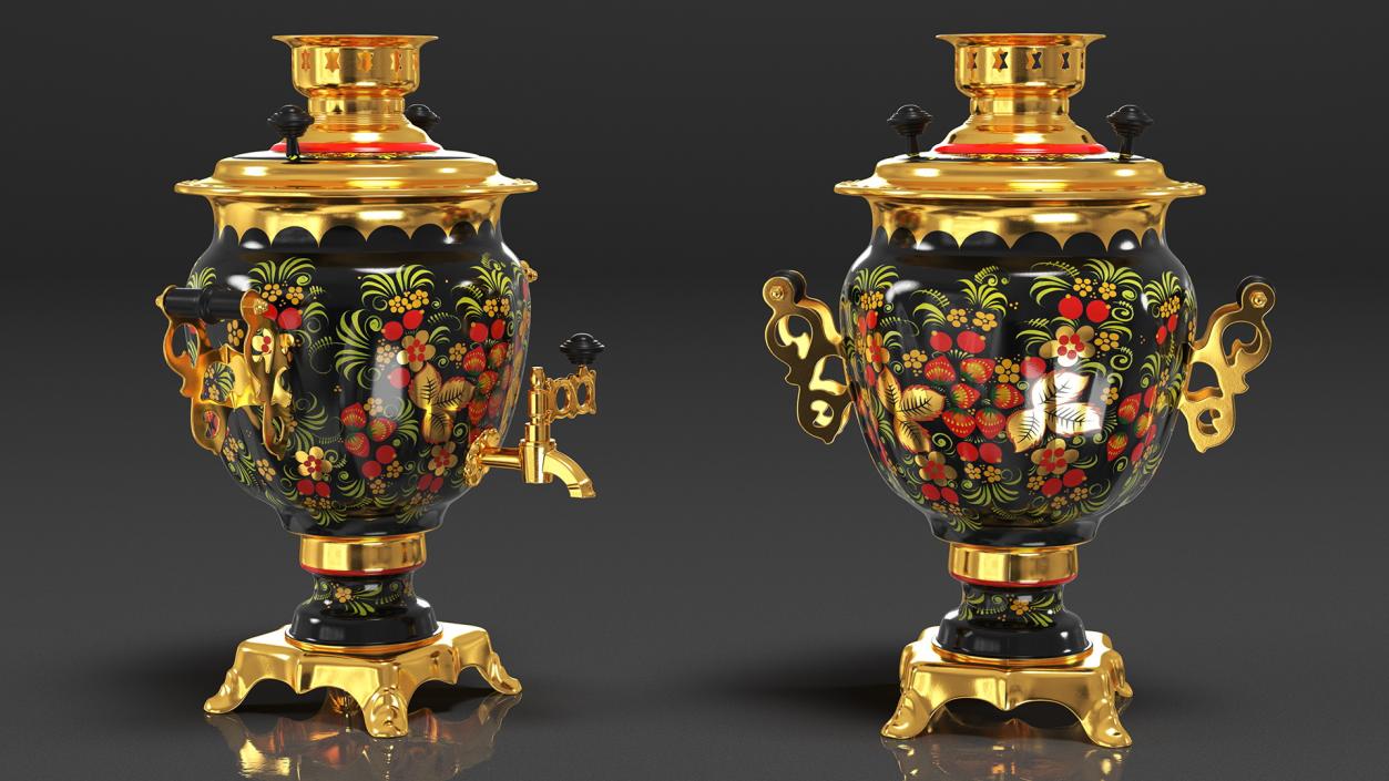 3D model Khokhloma Electric Samovar Set