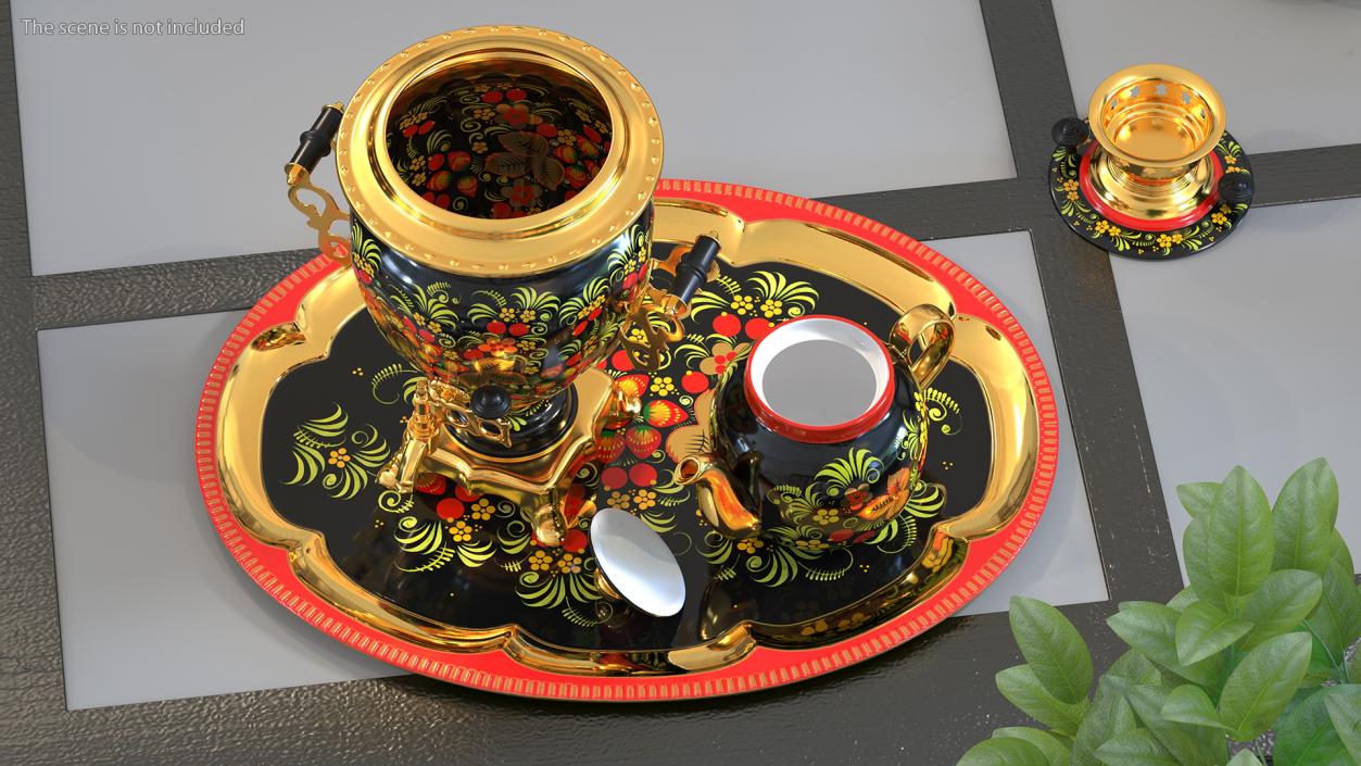 3D model Khokhloma Electric Samovar Set