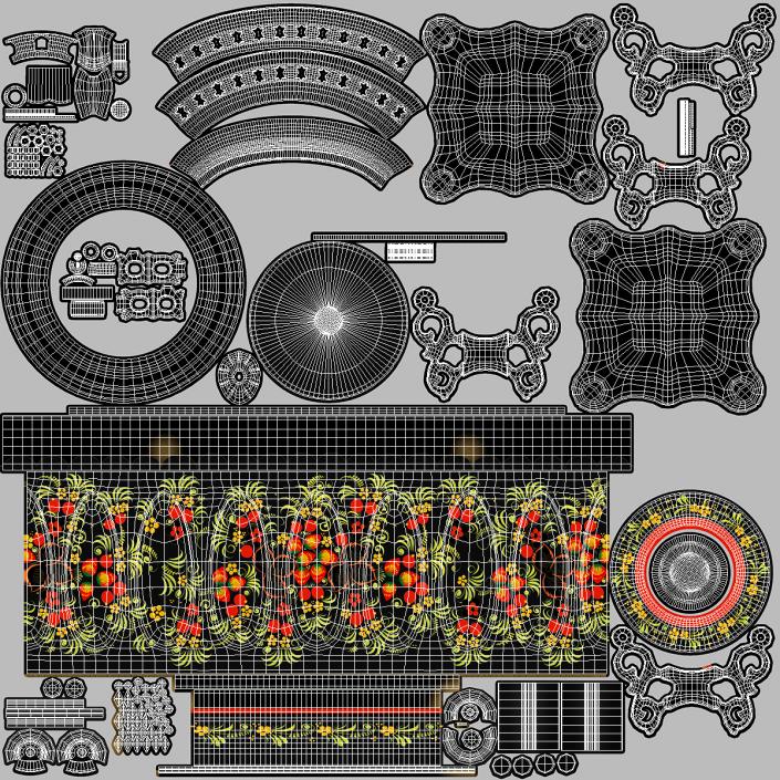 3D model Khokhloma Electric Samovar Set