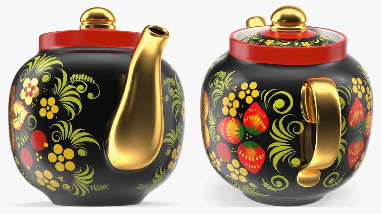 3D model Khokhloma Electric Samovar Set