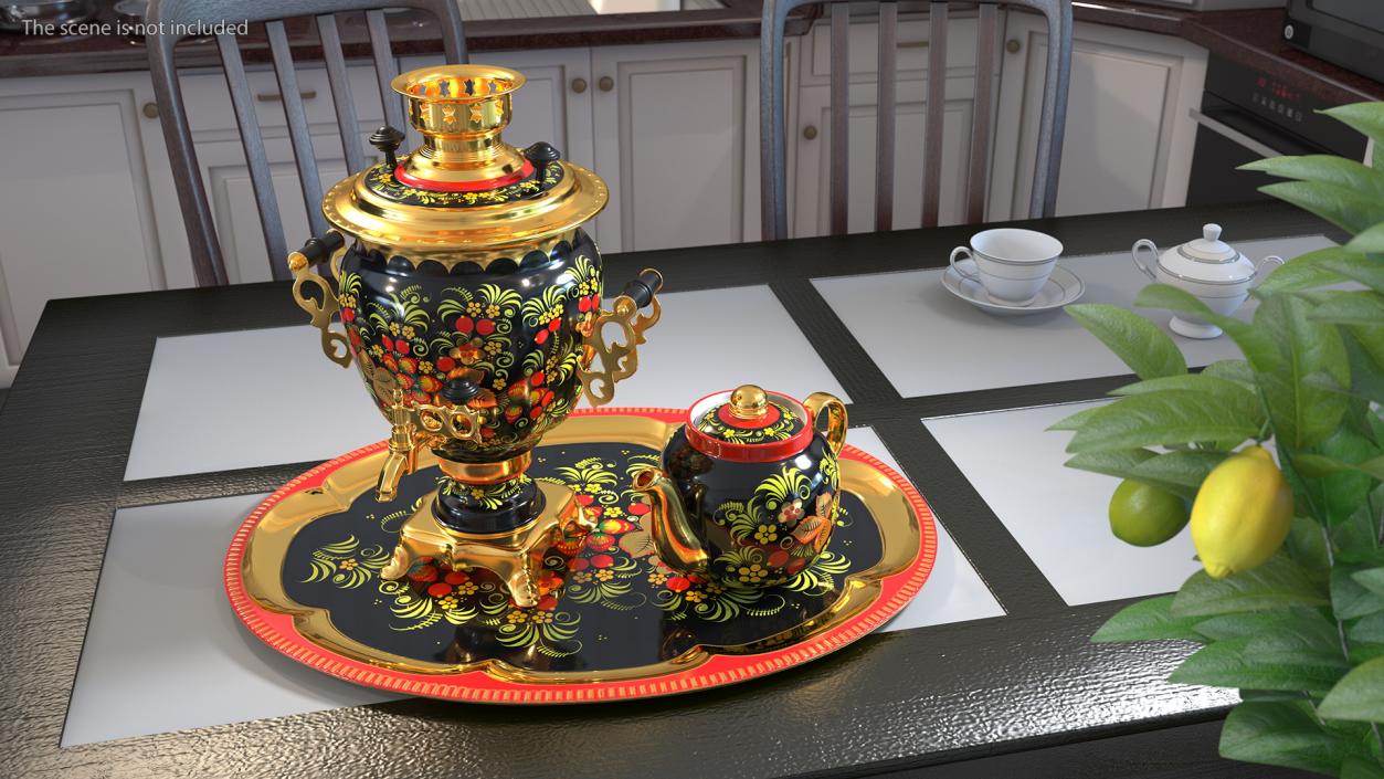 3D model Khokhloma Electric Samovar Set