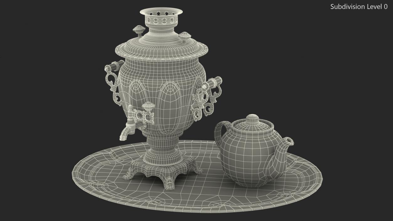 3D model Khokhloma Electric Samovar Set