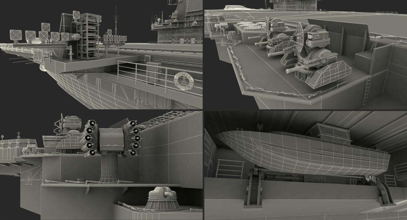 3D Admiral Kuznetsov Aircraft Carrier Rigged