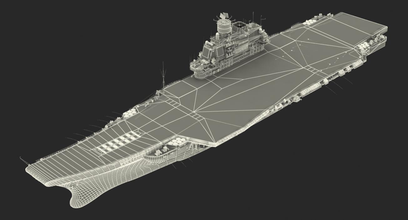 3D Admiral Kuznetsov Aircraft Carrier Rigged