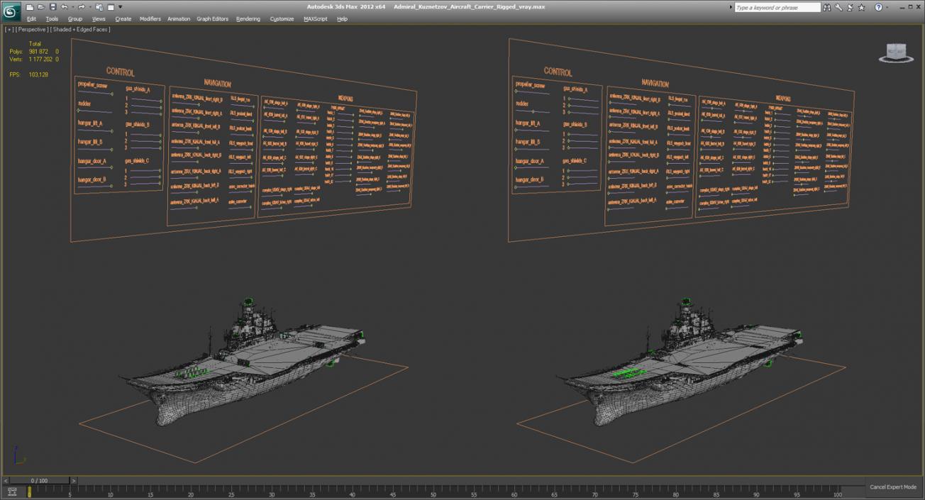 3D Admiral Kuznetsov Aircraft Carrier Rigged