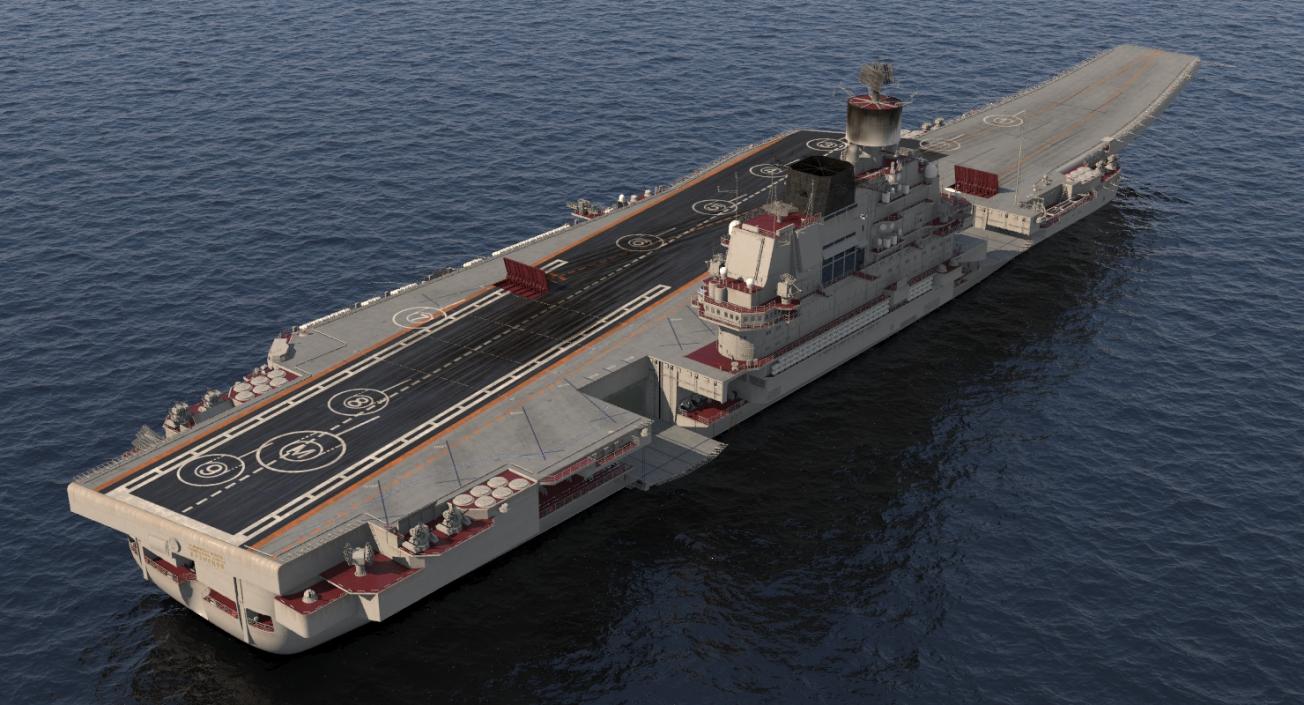 3D Admiral Kuznetsov Aircraft Carrier Rigged