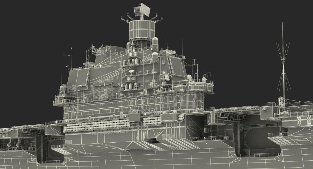 3D Admiral Kuznetsov Aircraft Carrier Rigged